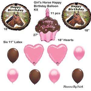 HORSE Birthday Girl Balloons Party Supplies Cupcake  