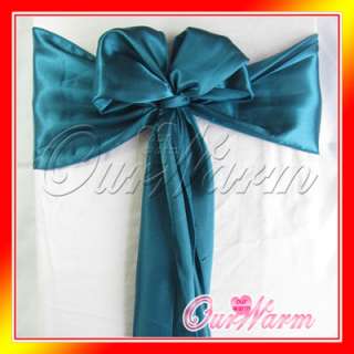 100 Teal Blue Satin Chair Sash Bow Wedding Party Colors  