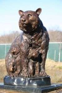 Bronze Mother Bear with Cubs Statue sculpture Art  