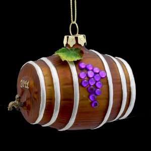  Pack of 6 Rustic Glass Wine Barrel with Grape Accent 