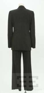   2pc Black Wool & White Pinstripe Blazer Jacket & Pants Suit  