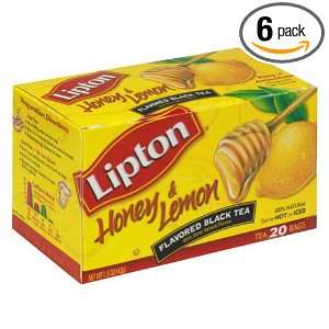 Lipton Tea Flavored Black Tea Honey & Lemon, 20 count (Pack of 6 