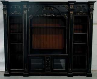 Antiqued Black Mahogany Media Cabinet Center LCD LED NEW  