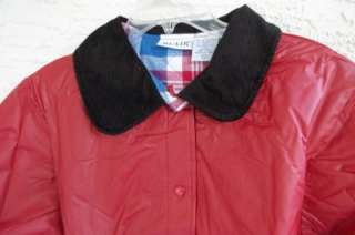 NEW BLAIR MISSES DARK RED PVC SNAP FRONT JACKET RED PLAID QUILTED 