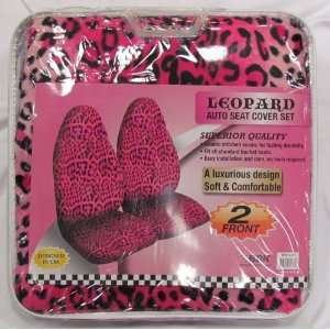  Pink Leopard 2pcs Bucket Universal Fit Seat Cover 