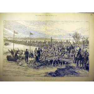  1877 War Danube Braila Troops Bulgaria River Bridge