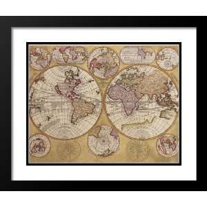  Double Matted 25x29 Antique Map   Globe Terrestre