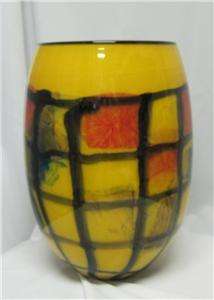 Ioan Nemtoi   Bowl Yellow Karo  Hand blown glass art  
