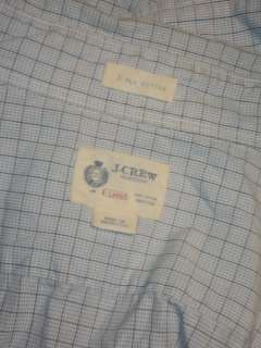 Mens J. CREW Blue Check Cotton Dress Shirt Sz XL  