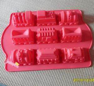 Free Ship New Silicone 9 TRAINS Cake Chocolate Jelly Ice Cookie Mold 