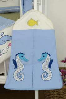 10 Pcs blue & white embroidered crib bedding set 002  