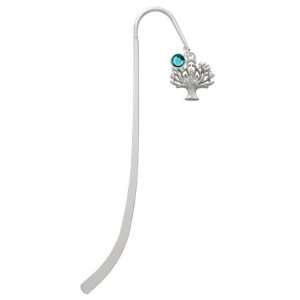  Tree of Life Silver Plated Charm Bookmark with Blue Zircon 