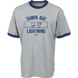  Tampa Bay Lightning  Grey  Logo History Ringer T Shirt 