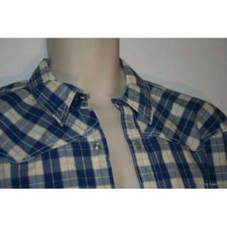 Club Room Mens Fitted Blue/White Plaid Casual Shirt XL 733003654221 