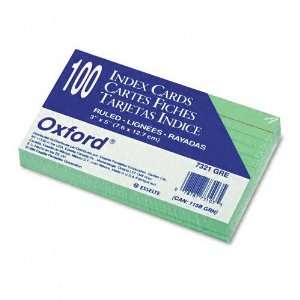  Oxford  Ruled Index Cards, 3 x 5, Green, 100 per Pack 