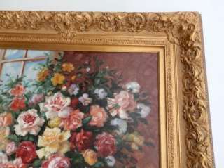 Janesco Signed Original Huge Botanical Oil Painting Floral Still 