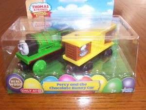   Wooden Train Percy and Mr. Jollys Chocolate Factory Bunny Box Car Lot