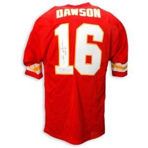  Len Dawson Autographed Throwback Red Jersey with HOF 87 