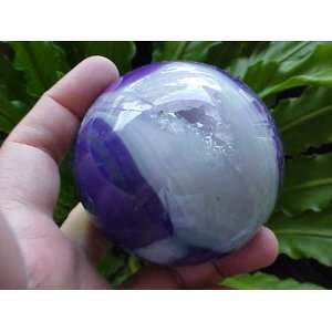  A3009 Gemqz Purple Banded Agate Carved Sphere Large 