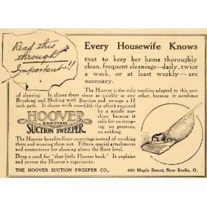  1910 Ad Hoover Electric Suction Sweeper Vacuum Cleaner 