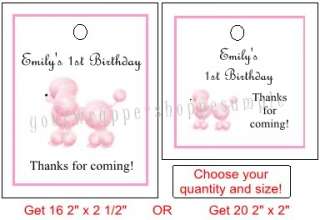 PINK POODLE PARIS Birthday Party Favor Tags Supplies  