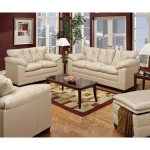  Taupe Bonded Leather Modern Sofa & Loveseat Set w/Wooden 