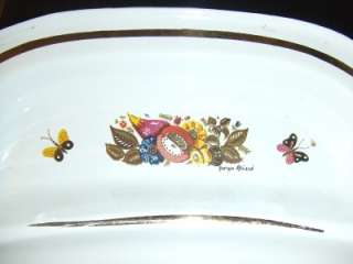 Large Georges Briard Enamel Meat Tray Fruit Butterfly  