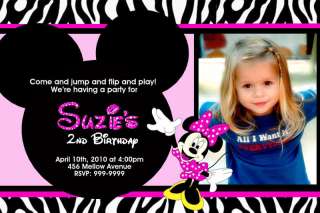 MINNIE MOUSE 1st FIRST ANY AGE BIRTHDAY INVITATIONS  