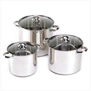 STAINLESS STEEL STOCK POT SET KITCHEN COOKING SOUP PAN  