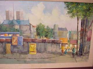 Large Original Vintage Signed Laurent Oil Painting Paris Street 