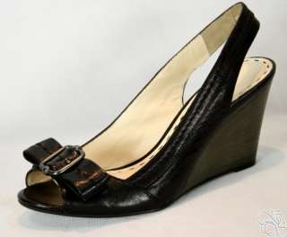 COACH Ciara Soft Leather Peep Toe Wedge Heels Shoes New  