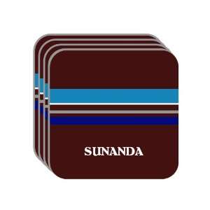 Personal Name Gift   SUNANDA Set of 4 Mini Mousepad Coasters (blue 