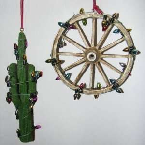  Club Pack of 12 Western Style Cactus and Wagon Wheel 