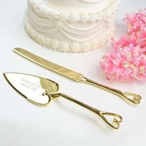   Personalized Hold Onto My Heart Gold Cake Server Set