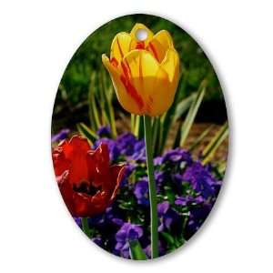   Tulips Ornament Oval Flower Oval Ornament by 