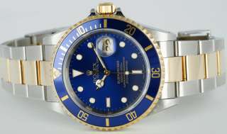 18kt Gold & SS Rolex Blue SUBMARINER 16613  