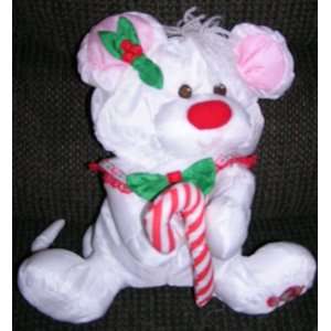  1987 Fisher Price 11 White Christmas Mouse Puffalump with 