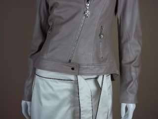 845 Royal Underground Leather Jacket sz Small S Beige Metallic Pearl 