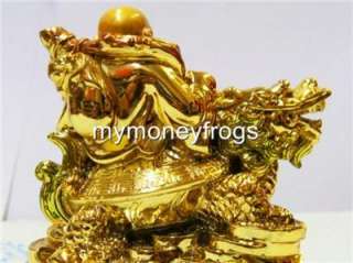   Chinese Oriental Golden Gold Happy Lucky Money Buddha Turtle Dragon E2