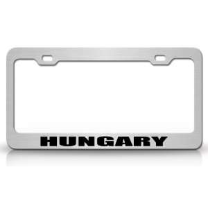 HUNGARY Country Steel Auto License Plate Frame Tag Holder, Chrome 