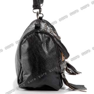 Punk Skull Stud Lady Women shoulder Bag handbag Leather Tote Hobo 