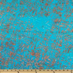  44 Wide Stoney Creek Batik Abstract Taupe/Turquoise 