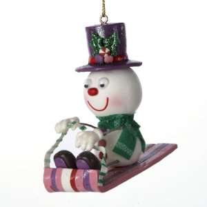  Pack of 4 Sugar Town Snowman Sitting on Sled Christmas 