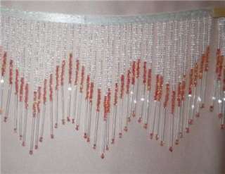   beaded fringe with light red seed bead insert and bugles  