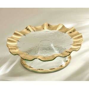 Ruffle pedestal cake plate Handmade glass 14 1/4 pedestal cake plate 