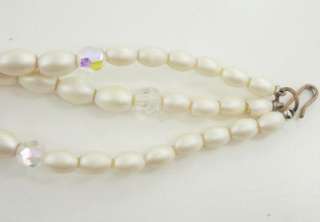 VINTAGE MULTI STRAND NECKLACE AURORA BEADS MATTED PEARL  