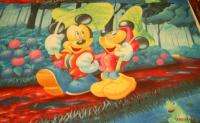 Mickey & Minnie Strolling in Woods Fleece Panel Fabric  