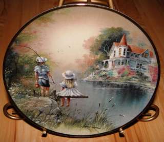 Fishin Friends Franklin Mint Cottage House Girls ANDRES ORPINAS Plate 