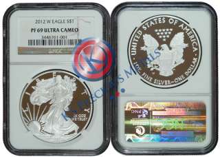 2012 W $1 Proof American Silver Eagle NGC PF69 Ultra Cameo Brown Label 