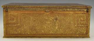 Tiffany Studios Bronze/ Brass Hinged Desk Box Greek Key Design  